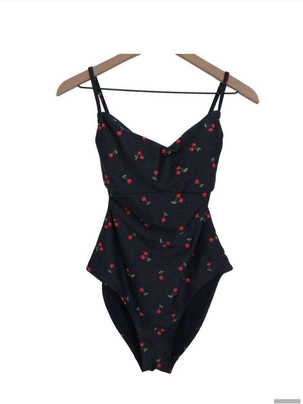 Old Navy Women M Navy Cherry Print Ruched Bathing Suit Y2K Style Retro Coquette
